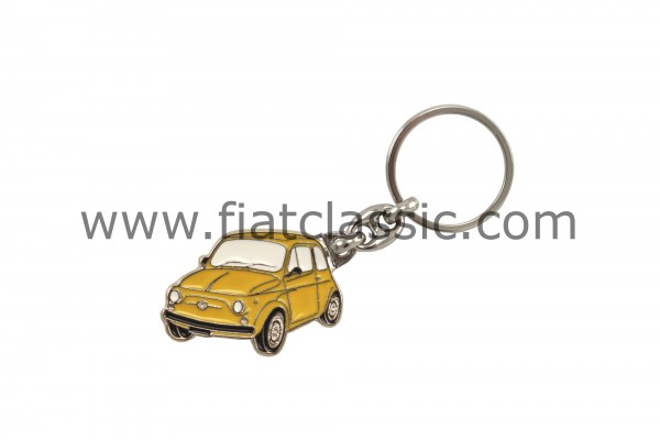 Schlüsselanhänger Fiat 500 Silhouette gelb 41x29mm
