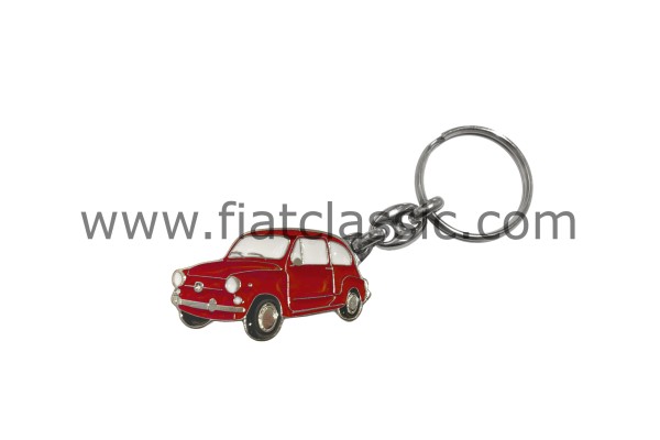 Schlüsselanhänger Fiat 600 Silhouette rot