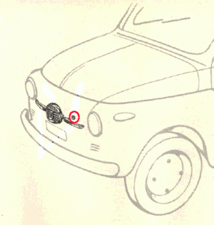 Pinces en tà´le pour emblème (4mm) Fiat 500