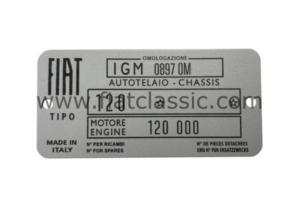 Type plate Fiat 500 Giardiniera