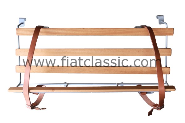 Luggage carrier wood slats silver powder coated Fiat 600