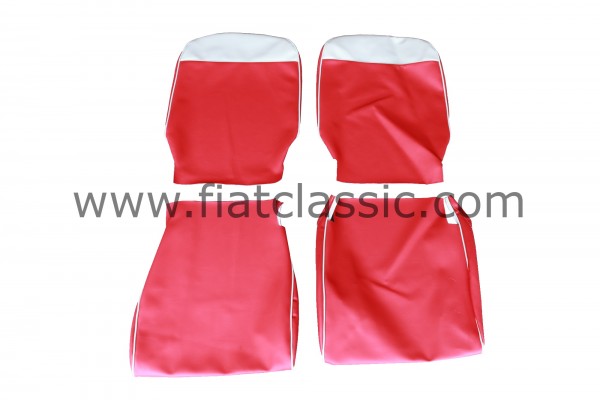Housses de siège rouge/blanc à l'avant et à l'arrière Fiat 500 F/L