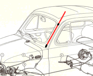 A-Säule Antenne in Chrom, ausziehbar Fiat 500 - Fiat 126 (1. Serie) - Fiat  600