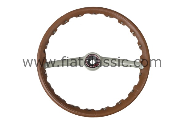 Steering wheel cover imitation leather brown Fiat 500