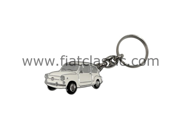 Keyring Fiat 600 Silhouette white