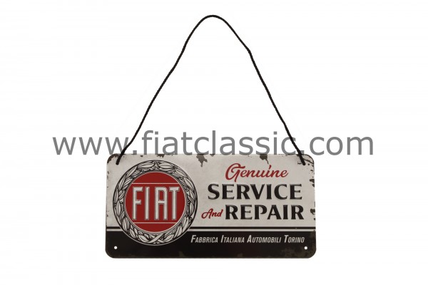 Panneau en fer blanc "FIAT Service And Repair" 20 x 10 cm