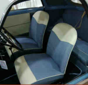 Sitzbezüge blau/weiß Komplettset Trasformabile Fiat 500 Bianchina